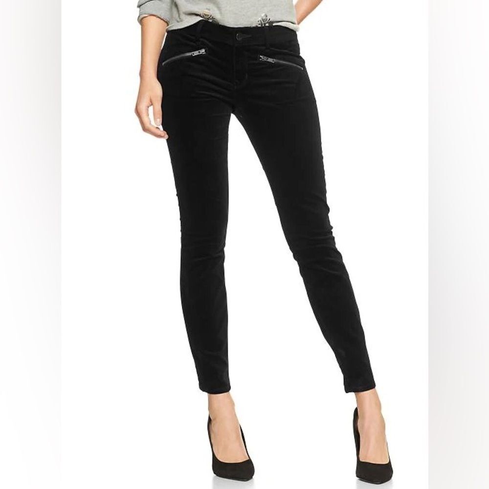 Gap - Always Skinny Zipper Detail Black Velvet Jeans - size 27